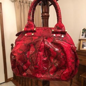 Red Exotic print handbag